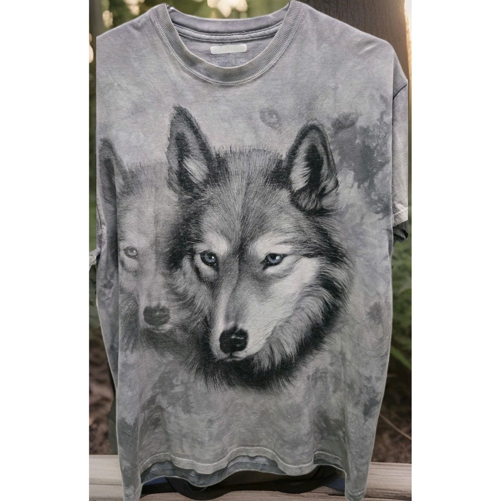 The Mountain Wolf All Over Print T Shirt Mens Large Vintage Faded Tag Nature Tee